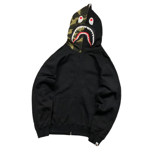 BAPE SHARK FULL ZIP HOODIE BLACK - Phantom Kicks
