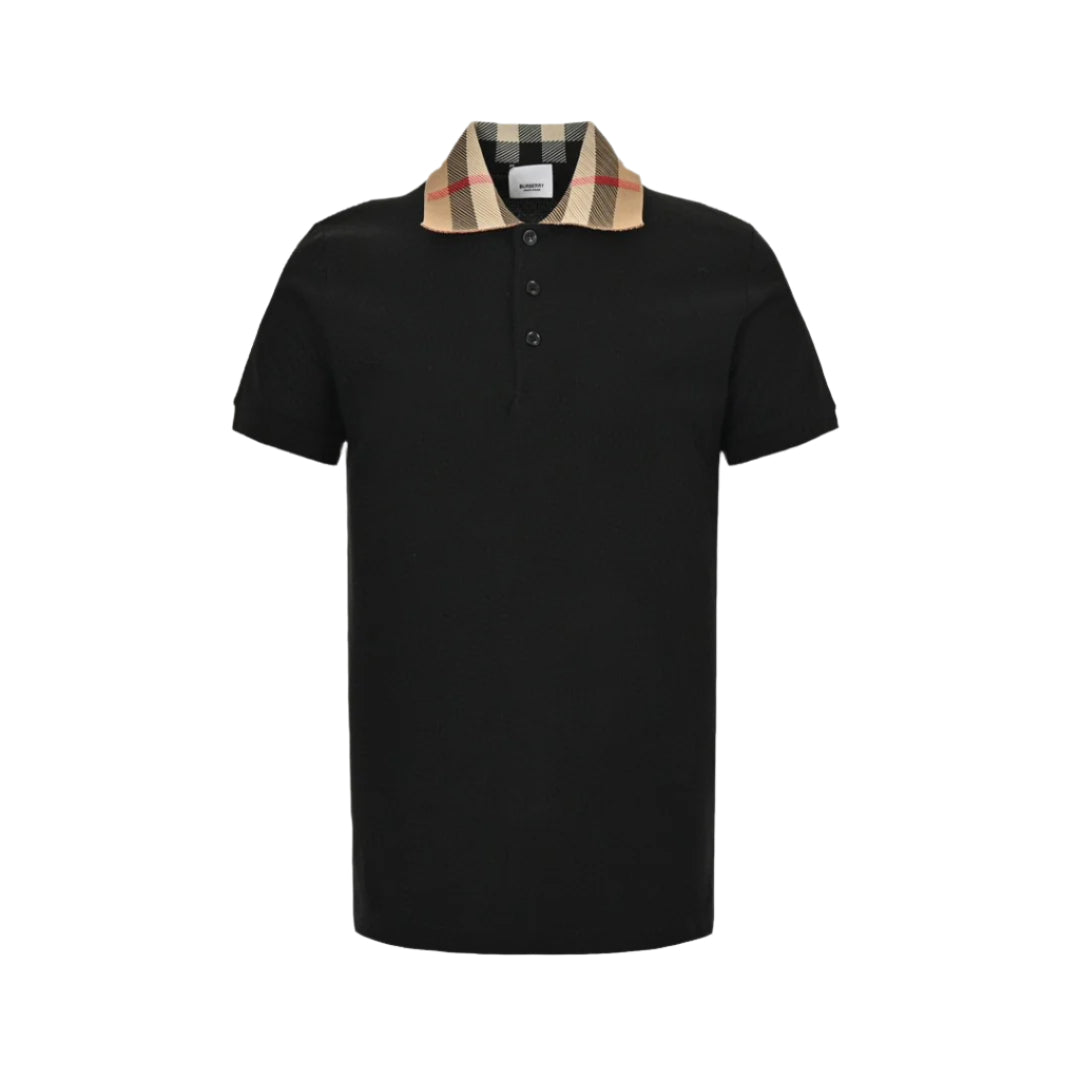 BURBERRY CHECK COLLAR POLO SHIRT BLACK - Phantom Kicks