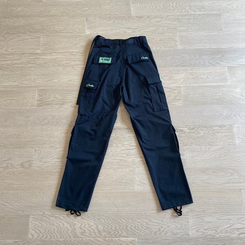 CORTEIZ ALCATRAZ CARGO PANTS BLACK/GREEN - Phantom Kicks