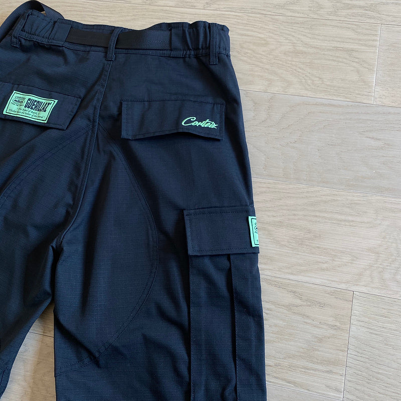 CORTEIZ ALCATRAZ CARGO PANTS BLACK/GREEN - Phantom Kicks