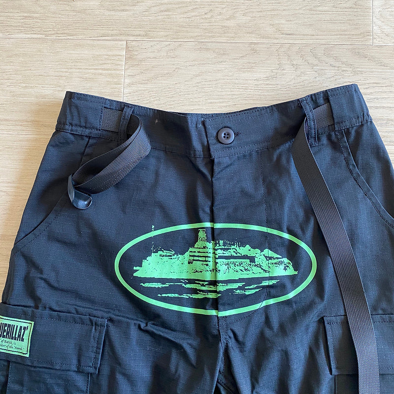 CORTEIZ ALCATRAZ CARGO PANTS BLACK/GREEN - Phantom Kicks
