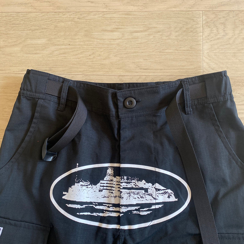 CORTEIZ ALCATRAZ CARGO PANTS BLACK/WHITE - Phantom Kicks