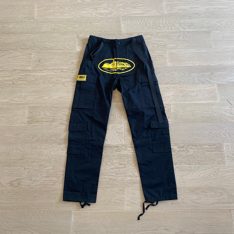 CORTEIZ ALCATRAZ GUERRILAZ CARGO PANTS BLACK/YELLOW - Phantom Kicks