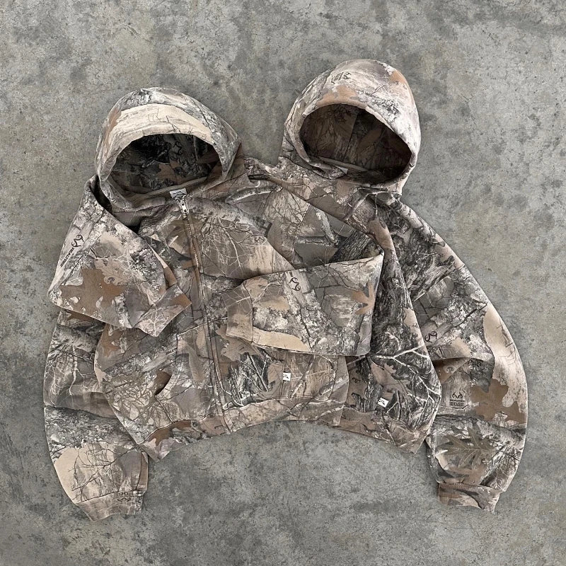 Camo Hoodie and Pants Set for Men Women - Outdoor Hunting Streetwear 2 Piece Tracksuit - Phantom Kicks
