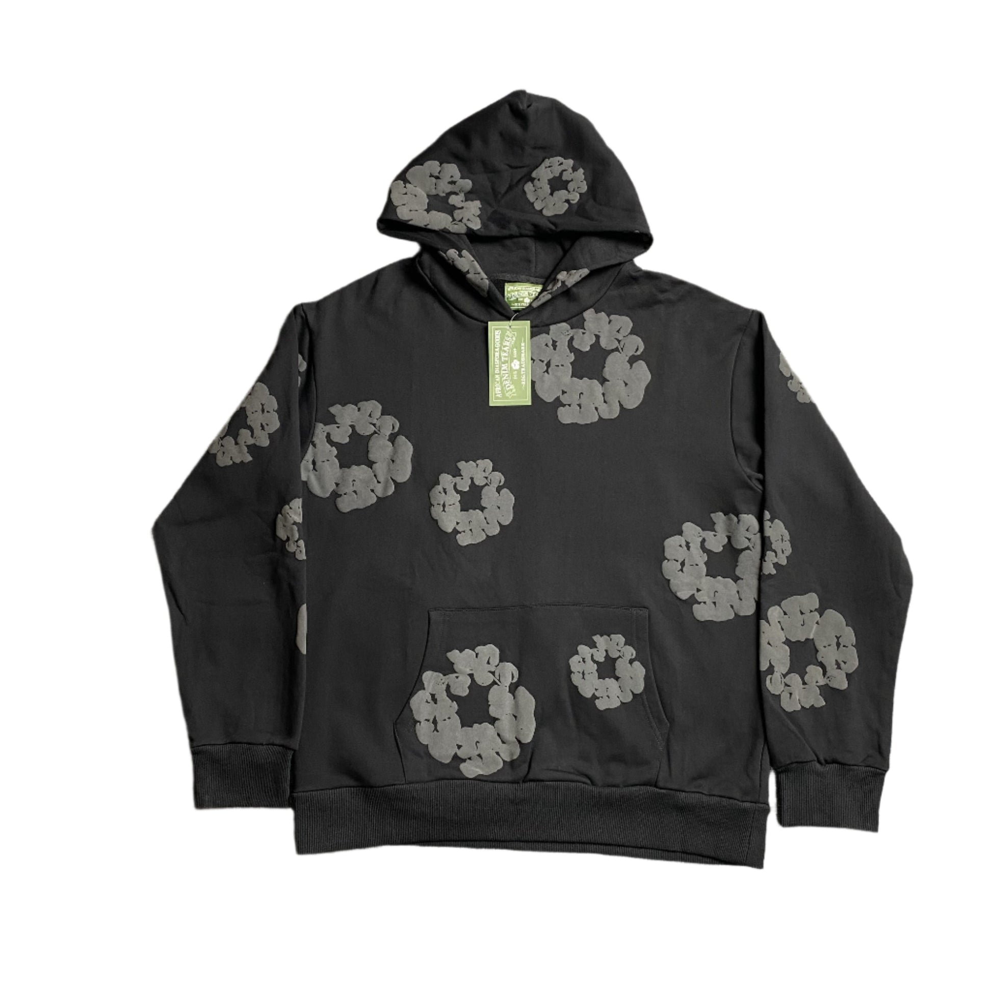 DENIM TEARS COTTON WREATH HOODIE MONOCHROME BLACK - Phantom Kicks