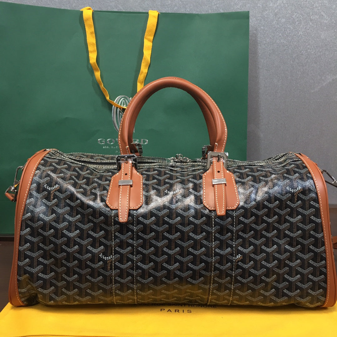 GOYARD BOSTON 50 TRAVEL BAG BLACK & TAN - Phantom Kicks