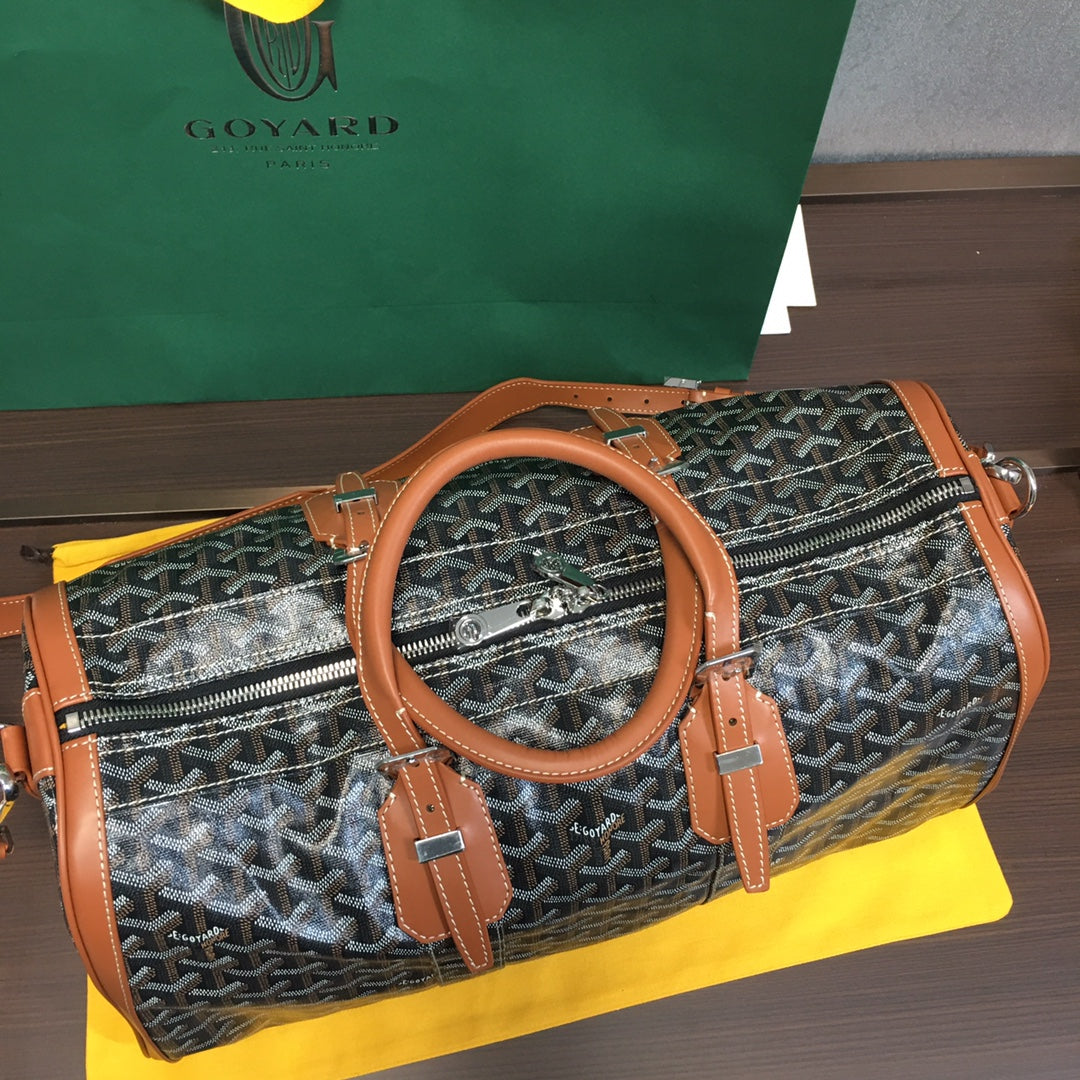 GOYARD BOSTON 50 TRAVEL BAG BLACK & TAN - Phantom Kicks