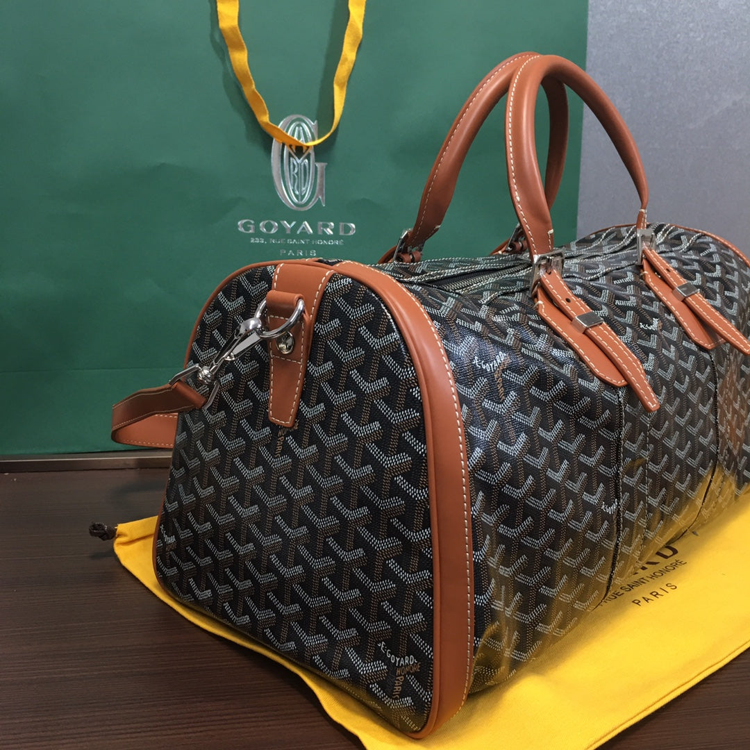 GOYARD BOSTON 50 TRAVEL BAG BLACK & TAN - Phantom Kicks
