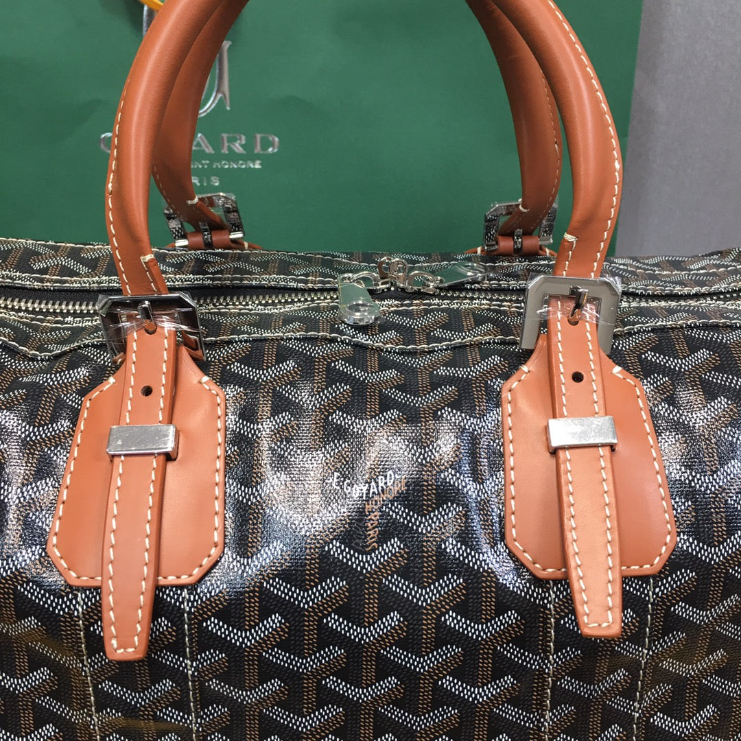 GOYARD BOSTON 50 TRAVEL BAG BLACK & TAN - Phantom Kicks