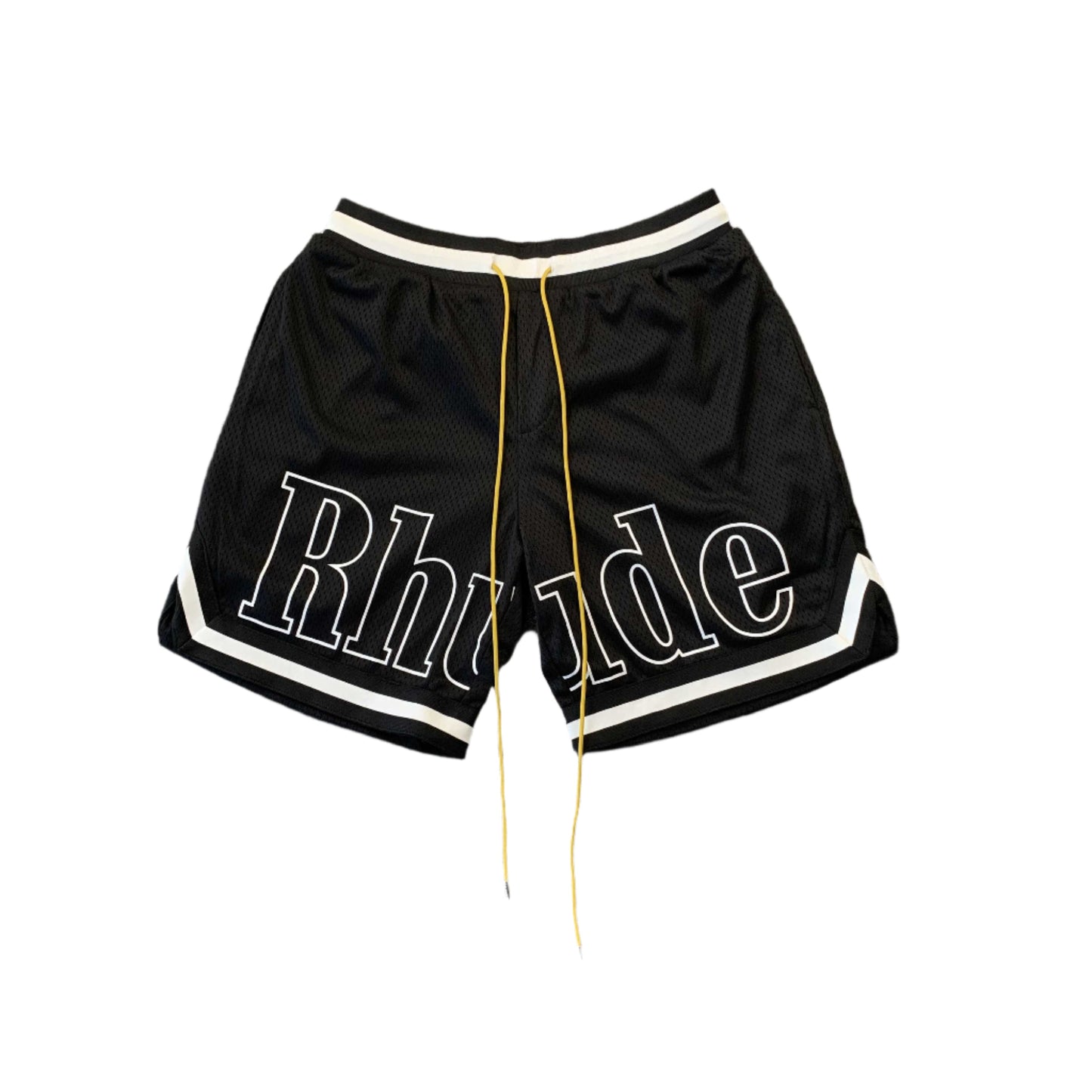 RHUDE COURT LOGO SHORTS BLACK/WHITE - Phantom Kicks