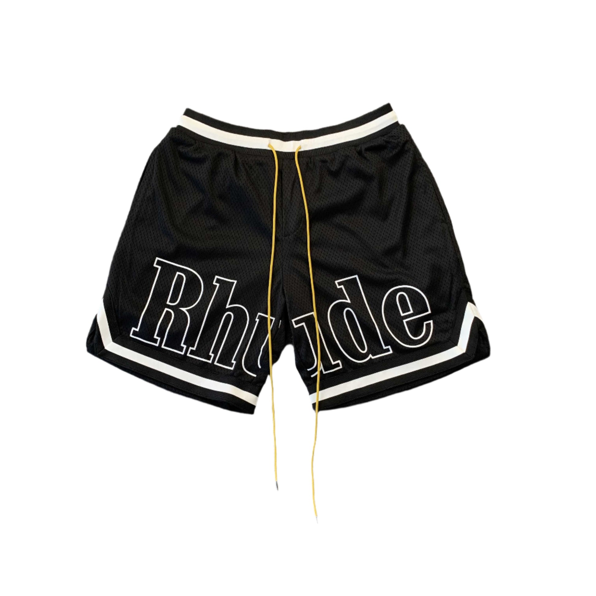 RHUDE COURT LOGO SHORTS BLACK/WHITE - Phantom Kicks