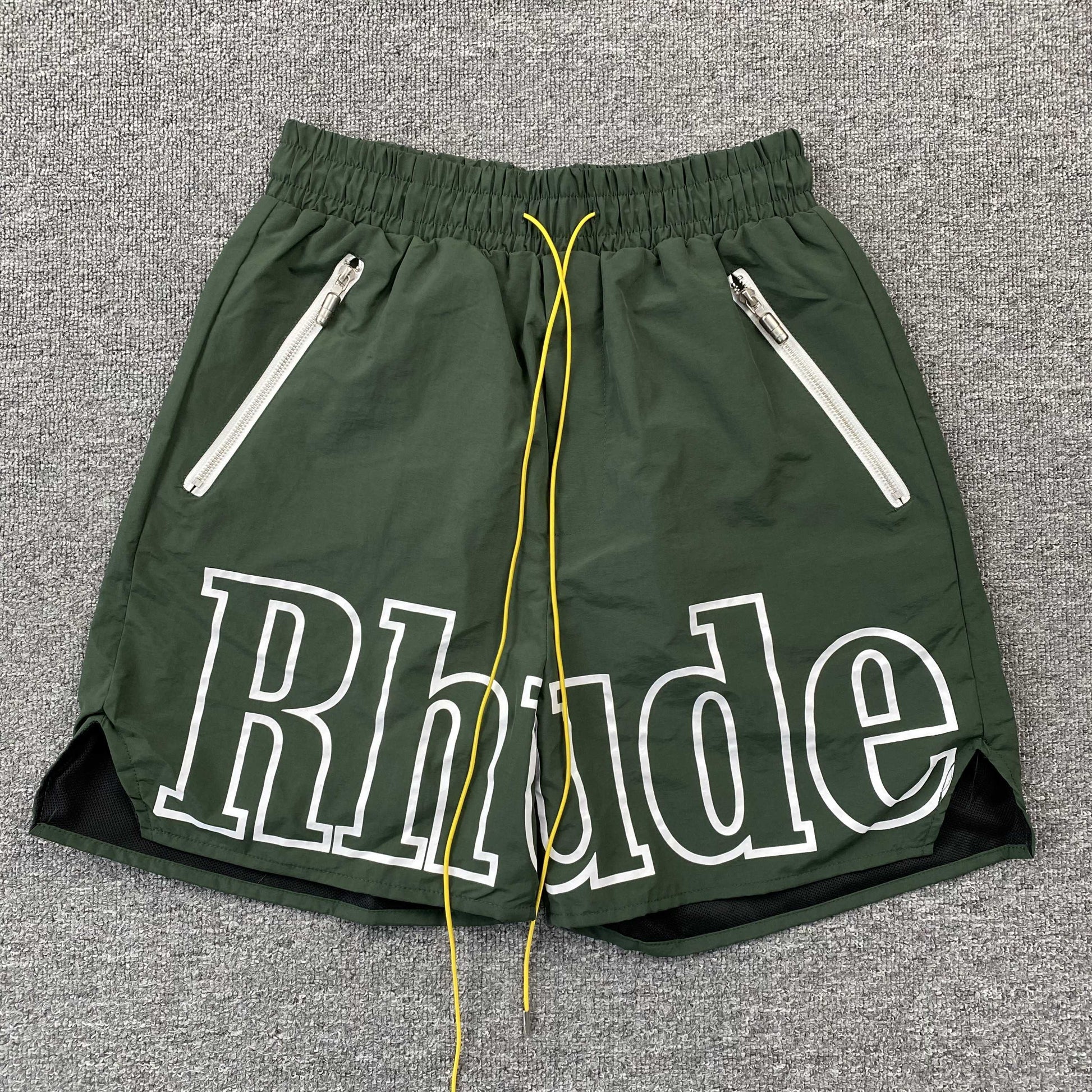 RHUDE RH LOGO SHORTS GREEN - Phantom Kicks