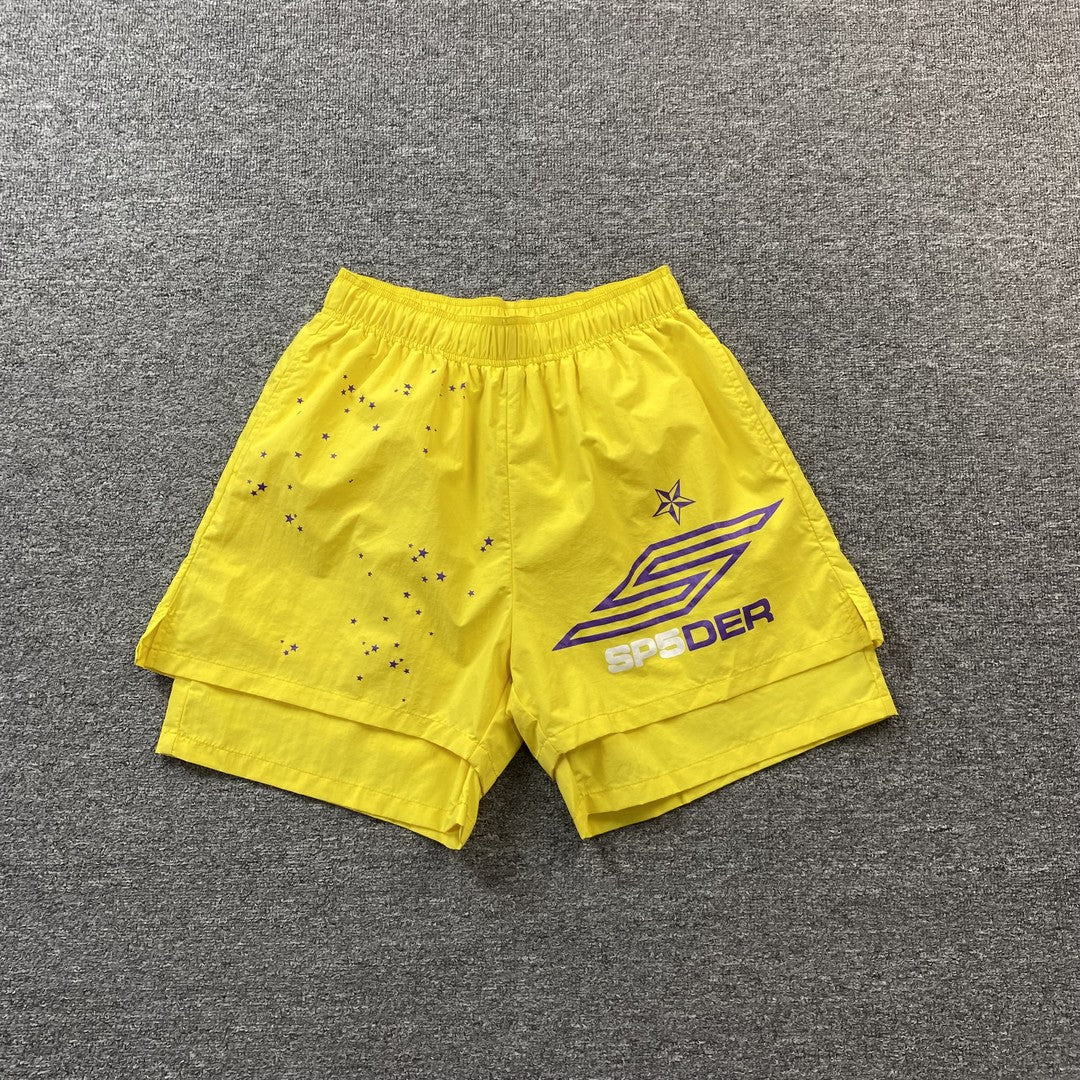 SP5DER DOUBLE LAYER SHORTS YELLOW - Phantom Kicks