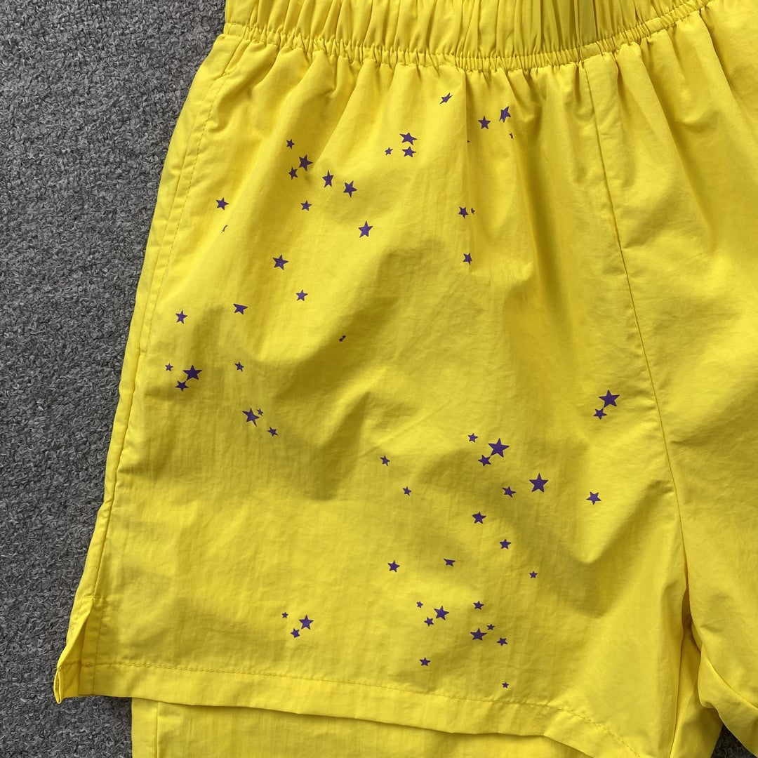 SP5DER DOUBLE LAYER SHORTS YELLOW - Phantom Kicks