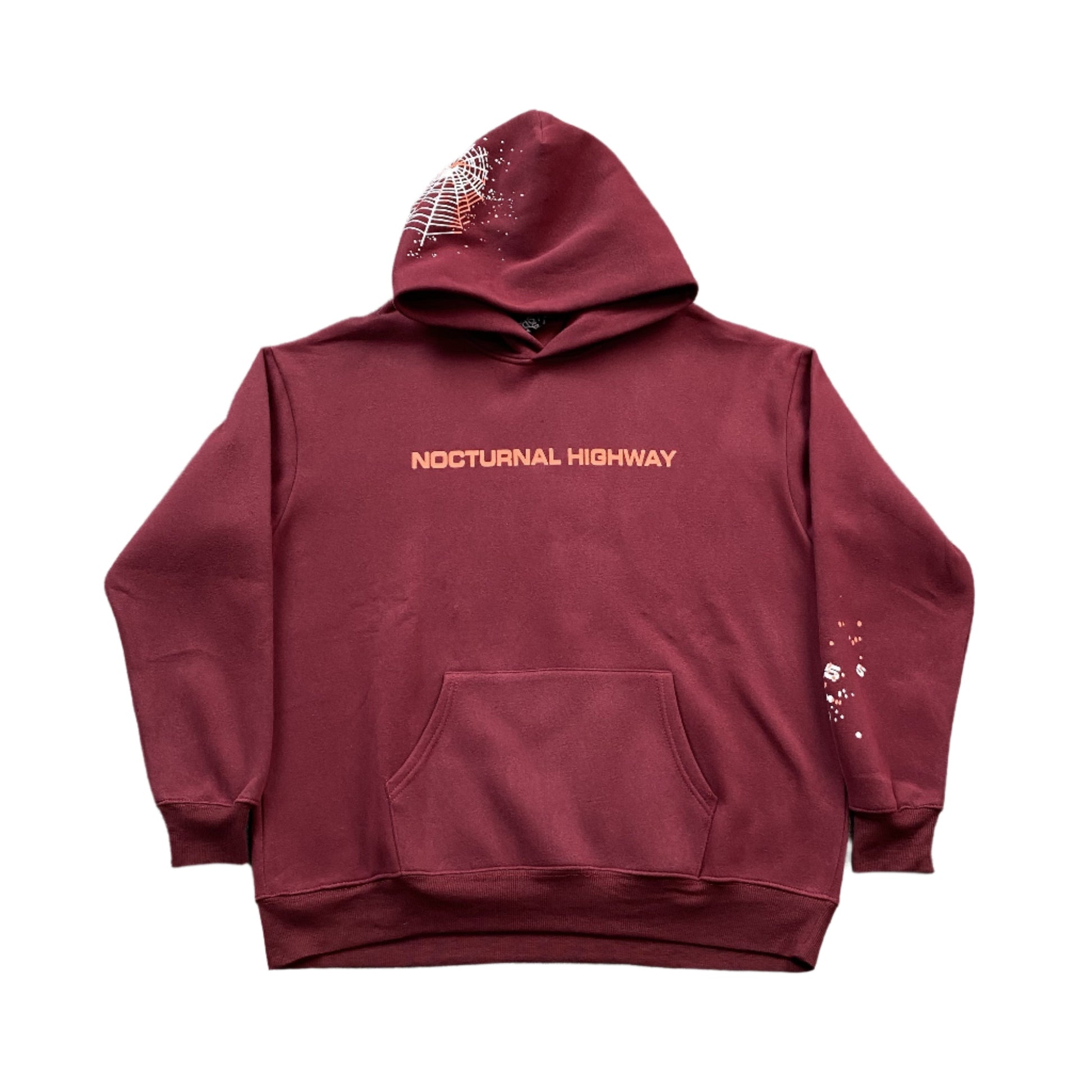 SP5DER NOCTURNAL HIGHWAY HOODIE BURGUNDY - Phantom Kicks