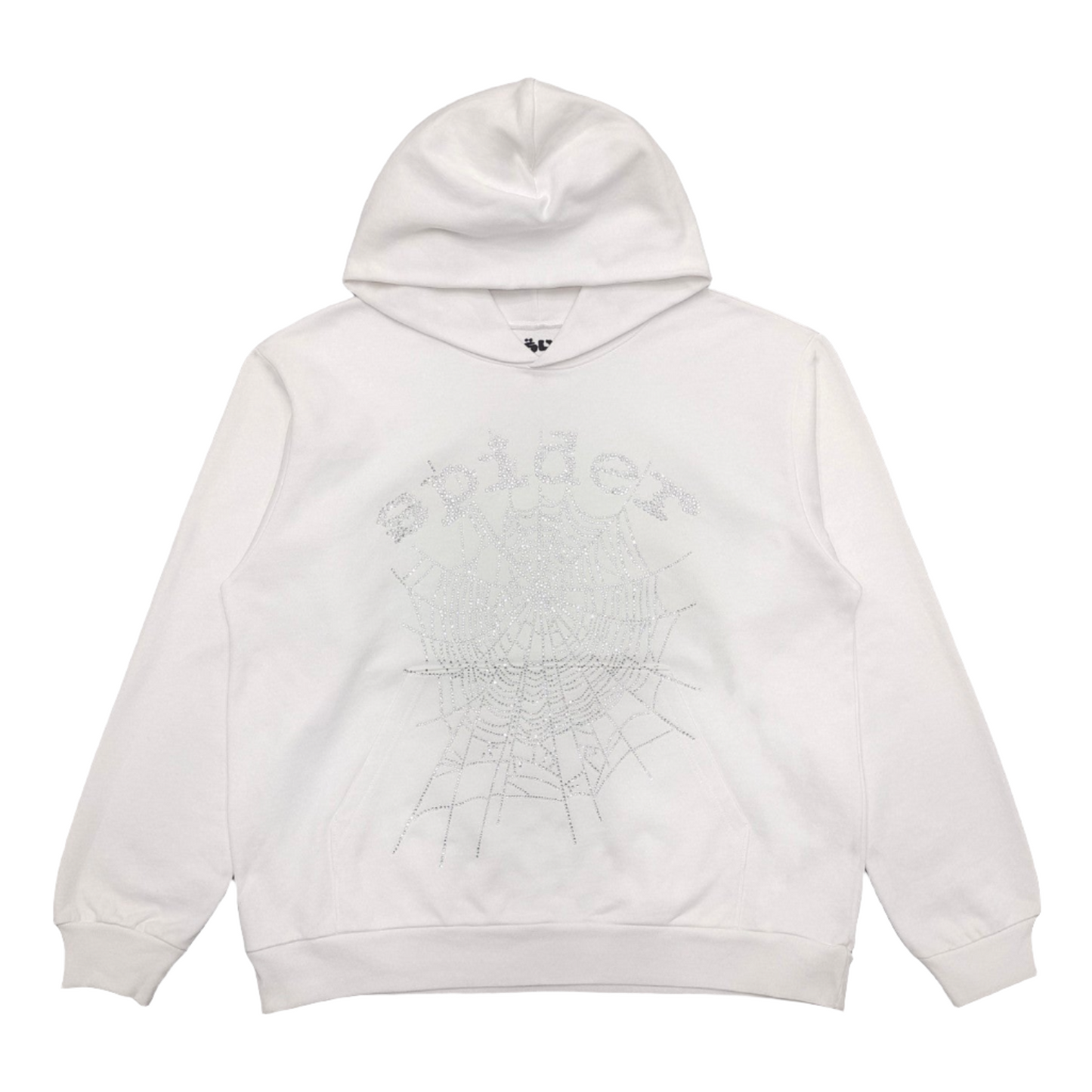 SP5DER OG RHINESTONE LOGO HOODIE WHITE - Phantom Kicks