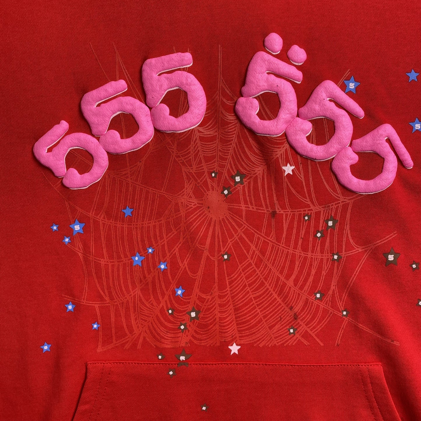 SP5DER WORLDWIDE RED ANGEL NUMBER 555 HOODIE RED - Phantom Kicks