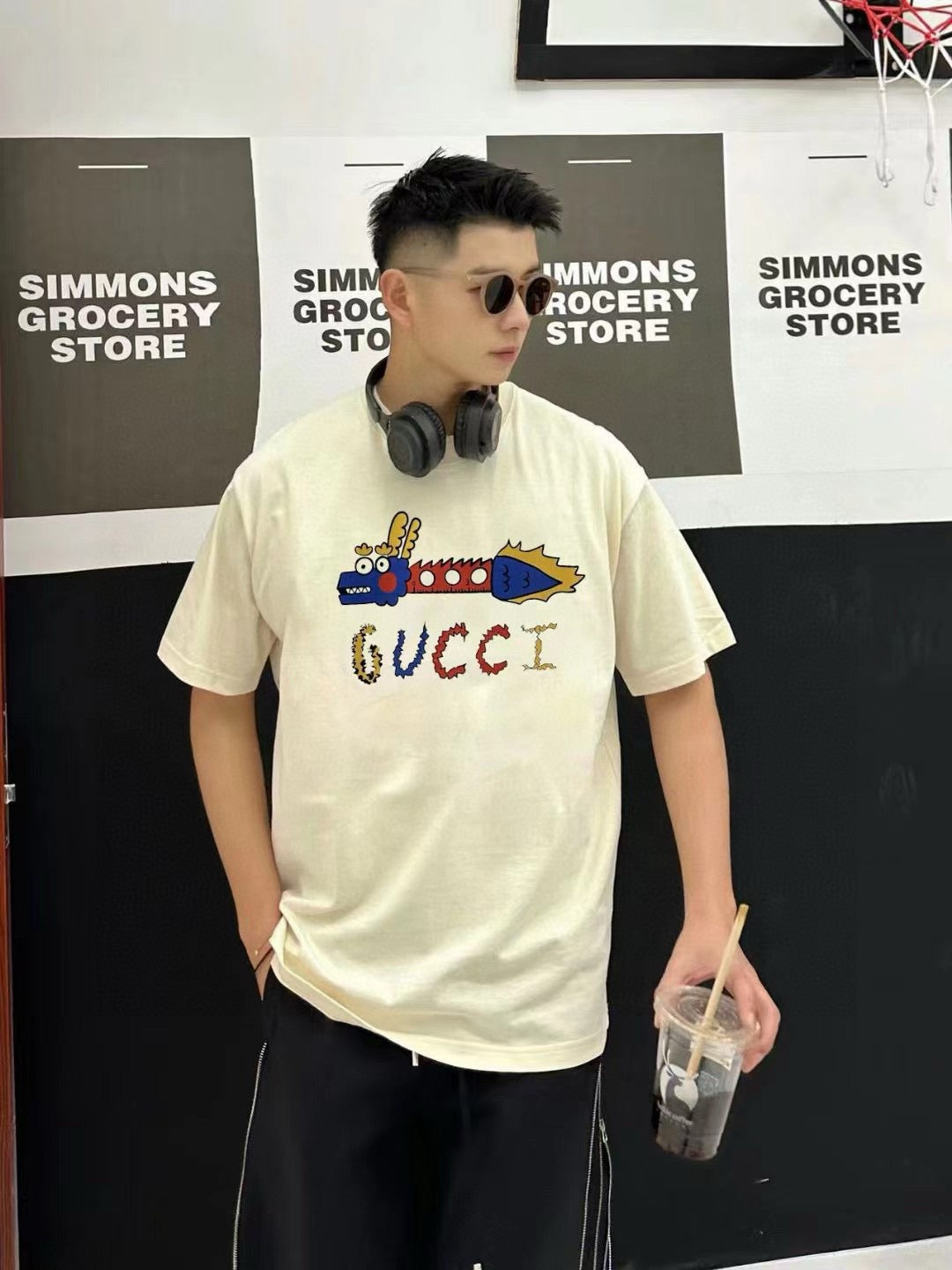 Gucci White T-Shirt with Dragon Graphic - Phantom Kicks