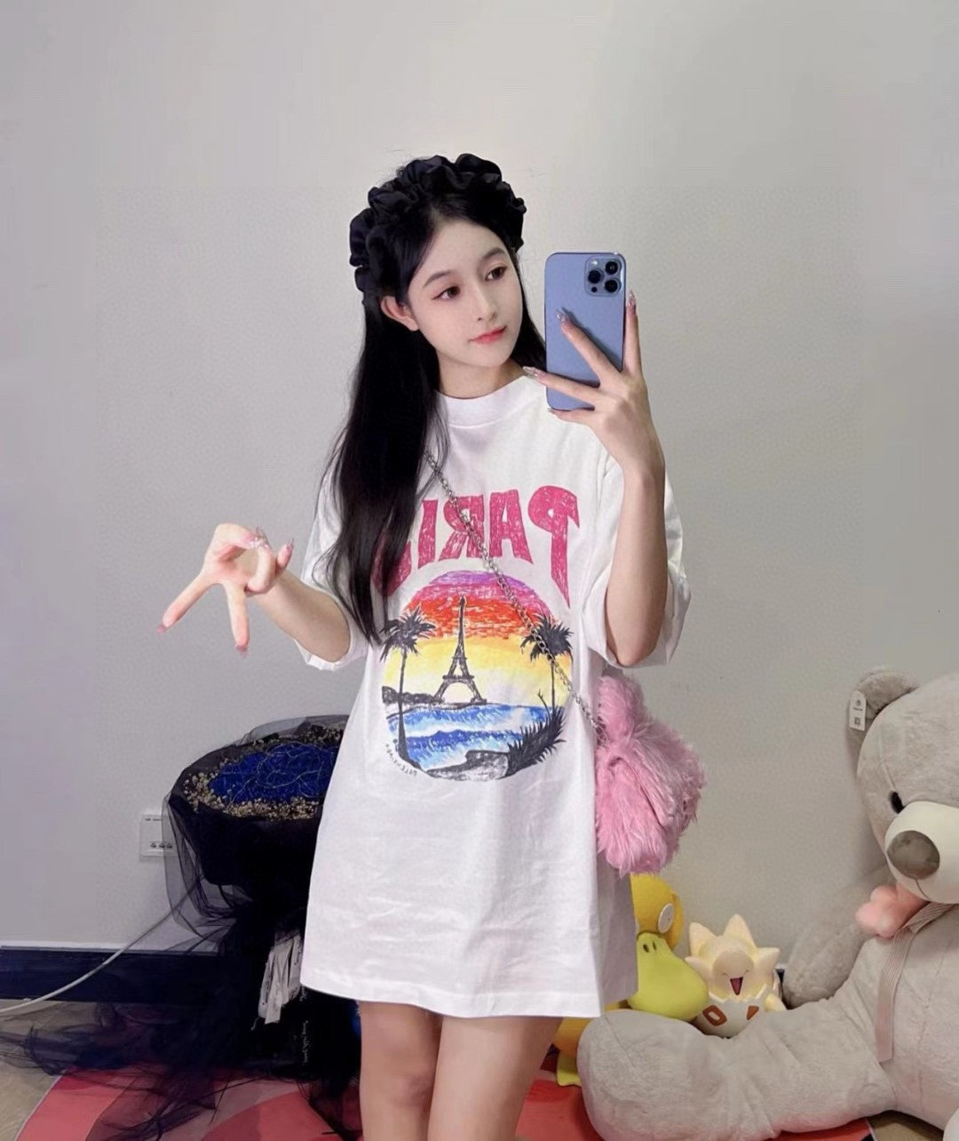 Balenciaga White T-Shirt with Paris Graphic - Phantom Kicks