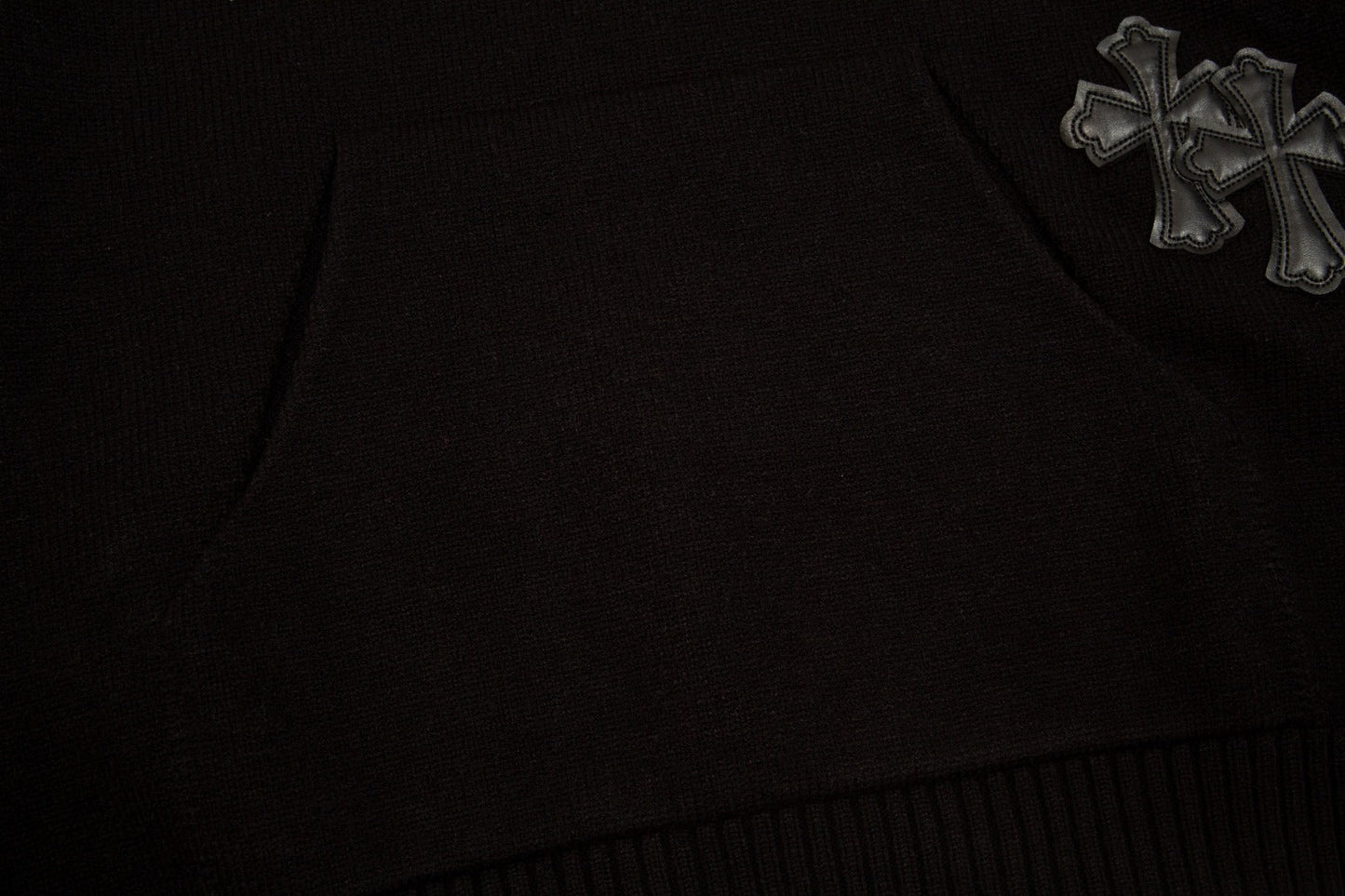 CHROME HEARTS BLACK CROSS PATCH HOODIE BLACK - Phantom Kicks