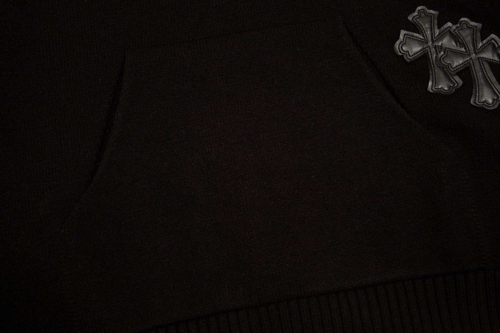CHROME HEARTS BLACK CROSS PATCH HOODIE BLACK - Phantom Kicks