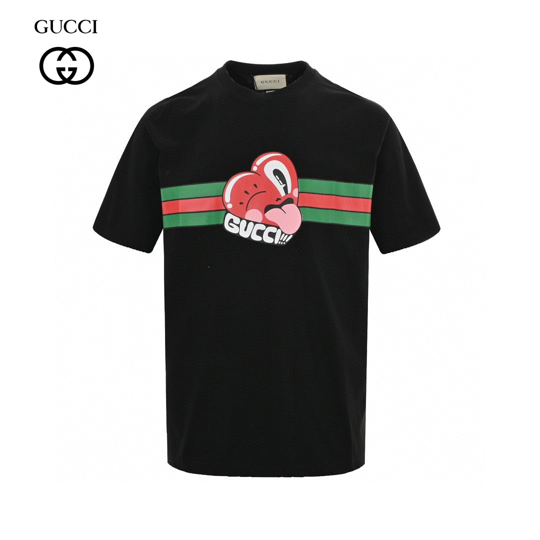 Gucci Black T-Shirt with Heart Graphic - Phantom Kicks