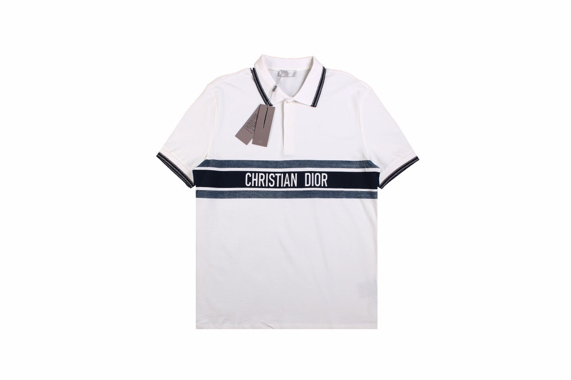 Christian Dior "Striped Logo" Polo Shirt - Phantom Kicks