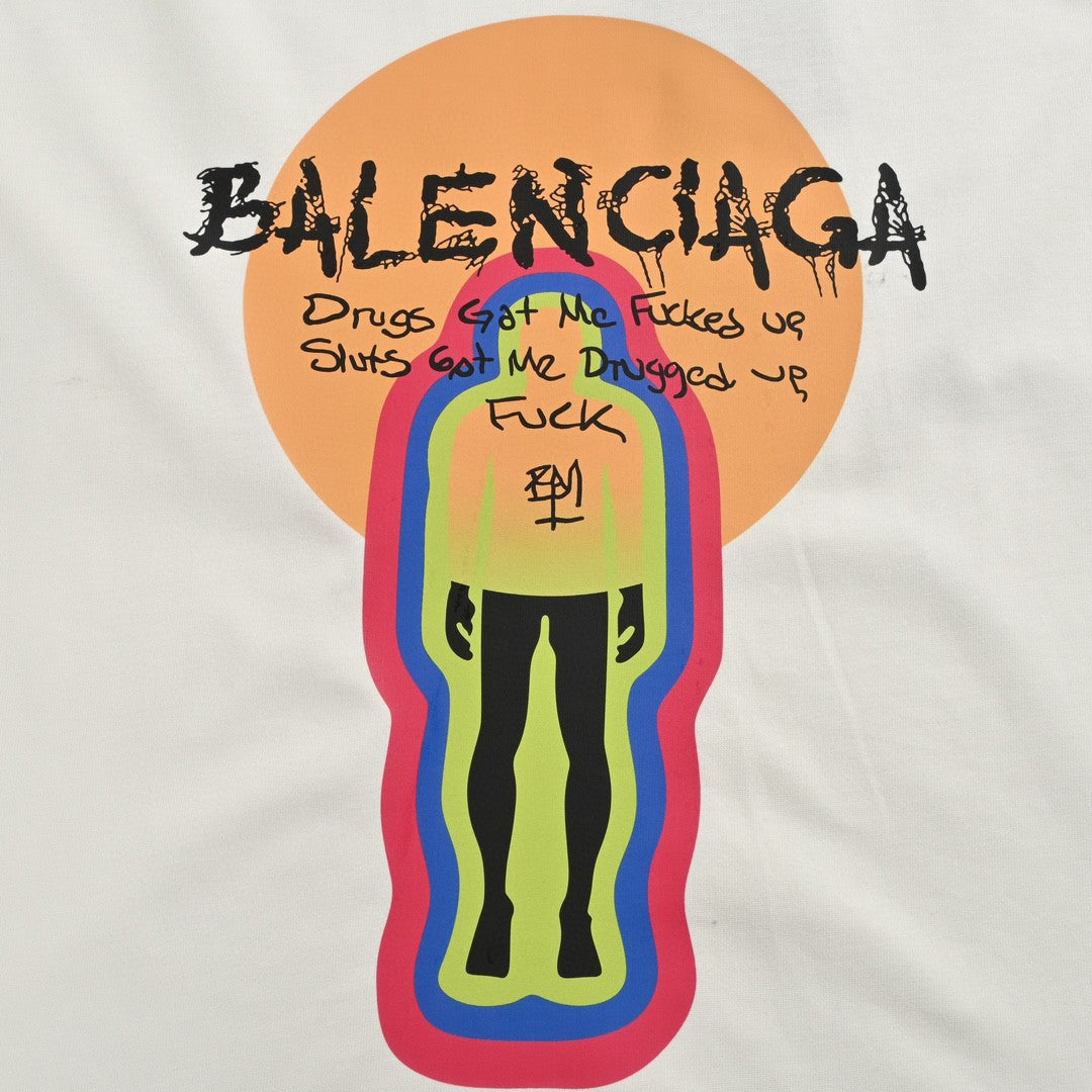 Balenciaga White T-Shirt with Graphic Design - Phantom Kicks