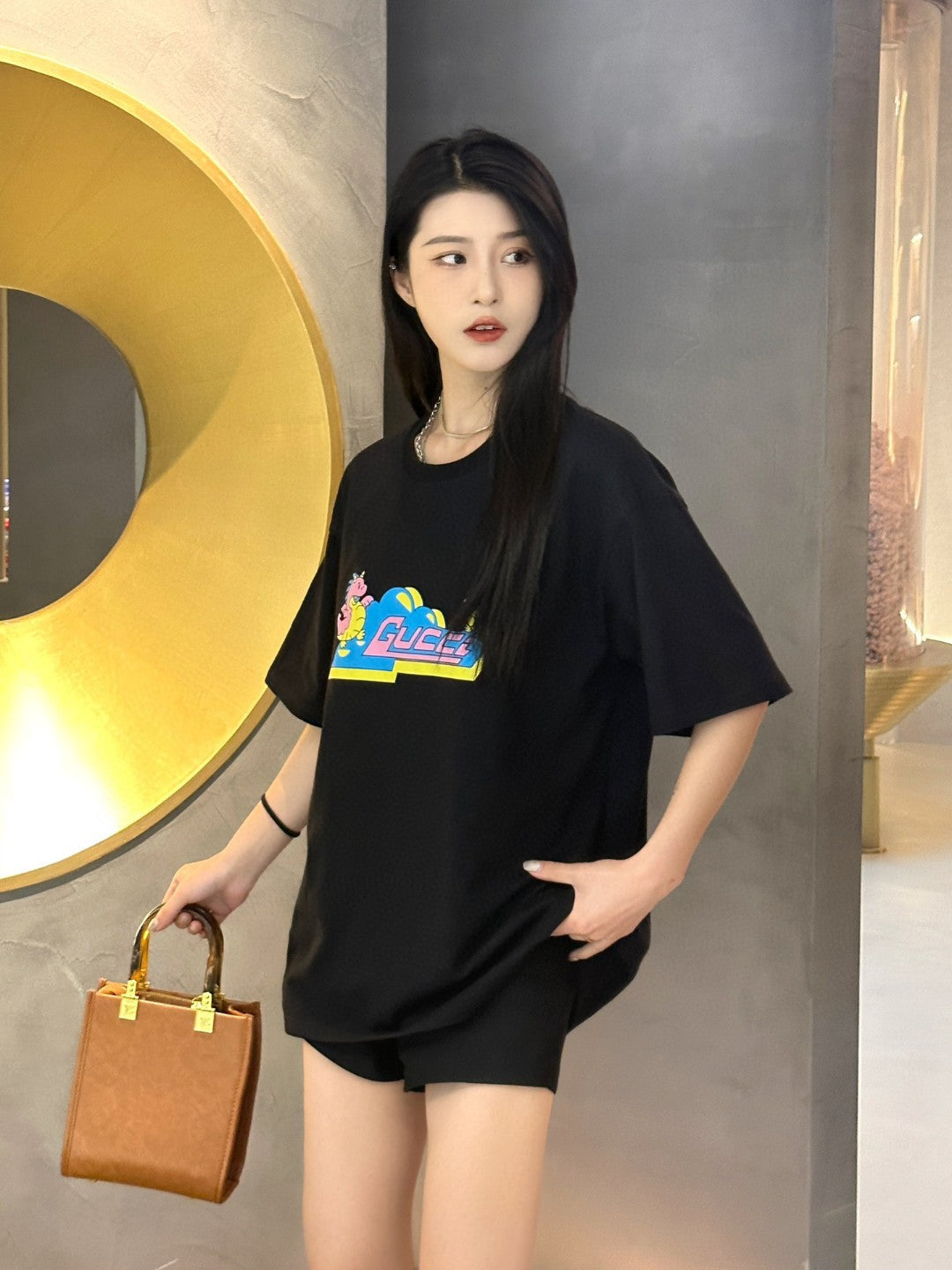 Gucci Black T-Shirt with Pink Dinosaur Graphic - Phantom Kicks