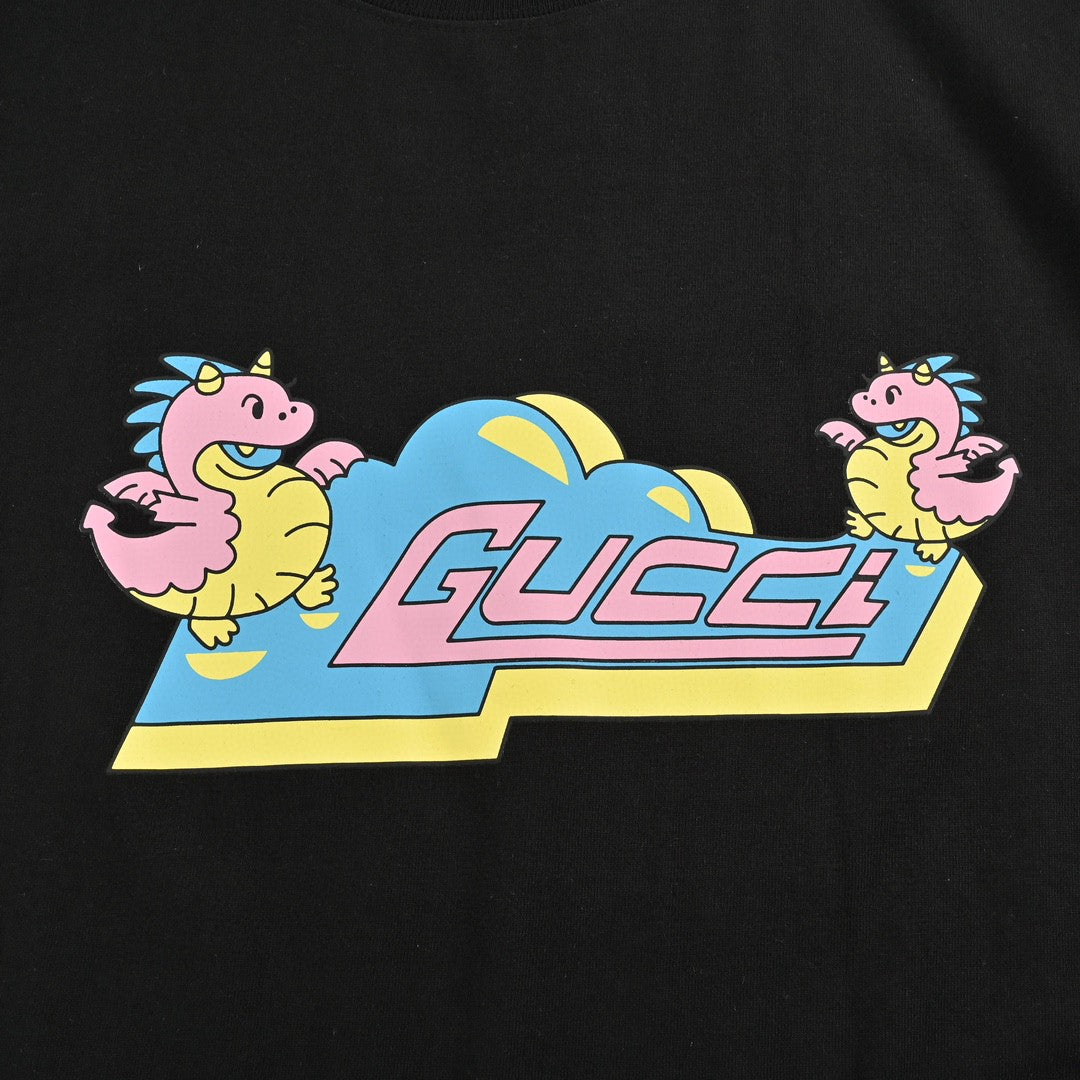 Gucci Black T-Shirt with Pink Dinosaur Graphic - Phantom Kicks