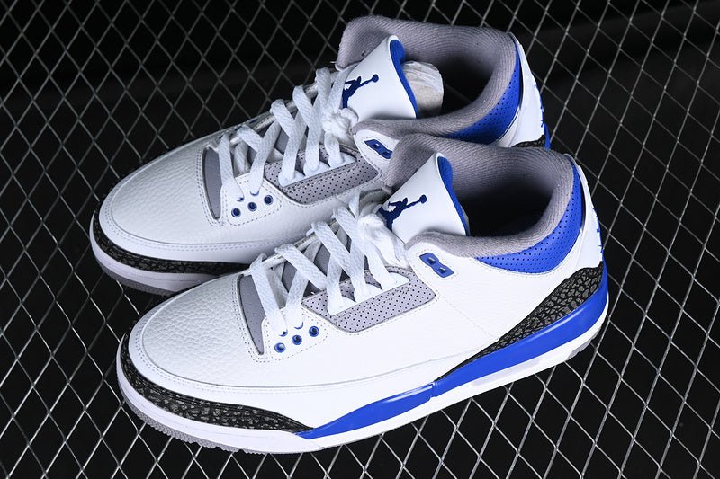 AIR JORDAN 3 RACER BLUE WHITE/GREY/BLACK/BLUE - Phantom Kicks