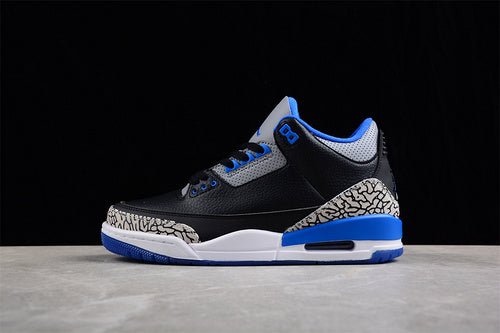AIR JORDAN 3 RETRO BLACK/SPORT BLUE WOLF GREY - Phantom Kicks