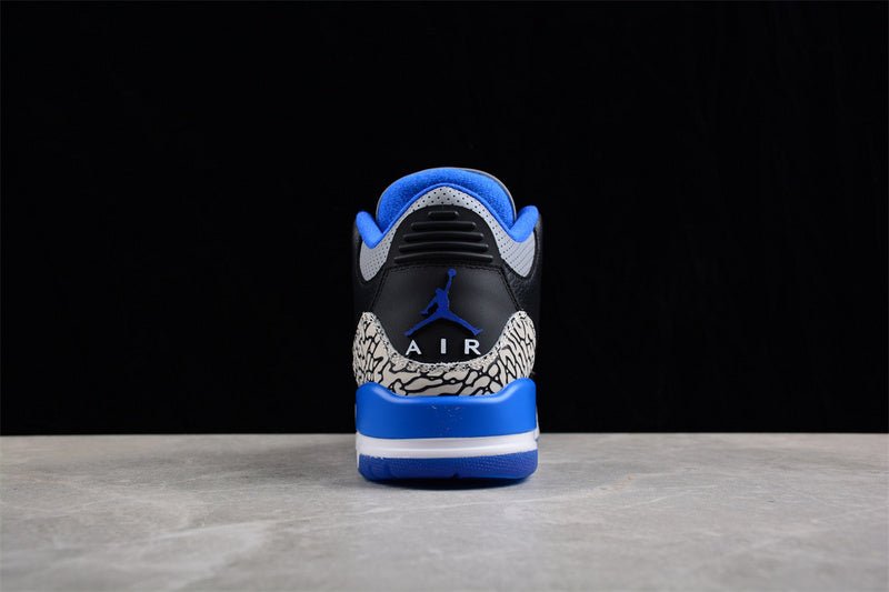 AIR JORDAN 3 RETRO BLACK/SPORT BLUE WOLF GREY - Phantom Kicks