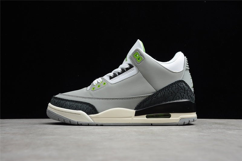 AIR JORDAN 3 RETRO CHLOROPHYLL LIGHT SMOKE GREY/CHLOROPHYLL/BLACK-WHITE-SAIL - Phantom Kicks