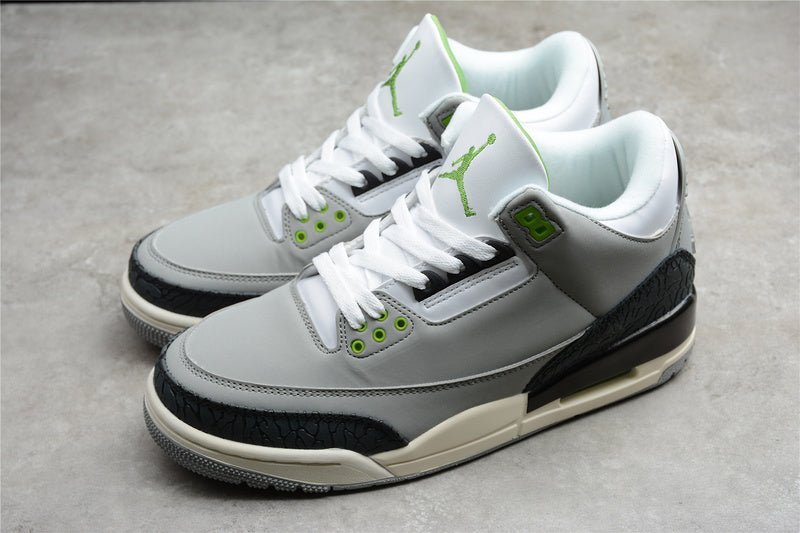 AIR JORDAN 3 RETRO CHLOROPHYLL LIGHT SMOKE GREY/CHLOROPHYLL/BLACK-WHITE-SAIL - Phantom Kicks