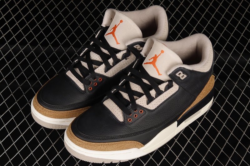 AIR JORDAN 3 RETRO DESERT ELEPHANT BLACK/RUSH ORANGE-FOSSIL STONE - Phantom Kicks