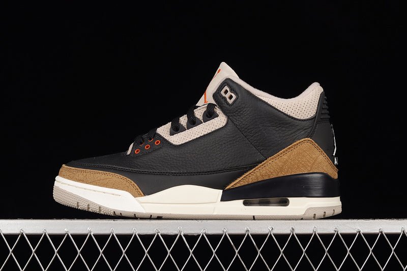 AIR JORDAN 3 RETRO DESERT ELEPHANT BLACK/RUSH ORANGE-FOSSIL STONE - Phantom Kicks