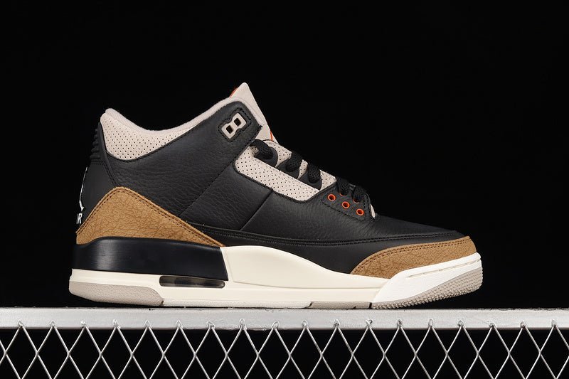 AIR JORDAN 3 RETRO DESERT ELEPHANT BLACK/RUSH ORANGE-FOSSIL STONE - Phantom Kicks