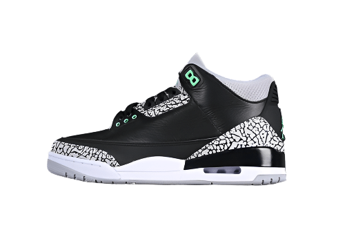 AIR JORDAN 3 RETRO GREEN GLOW BLACK/GREEN GLOW/WOLF GREY/WHITE - Phantom Kicks