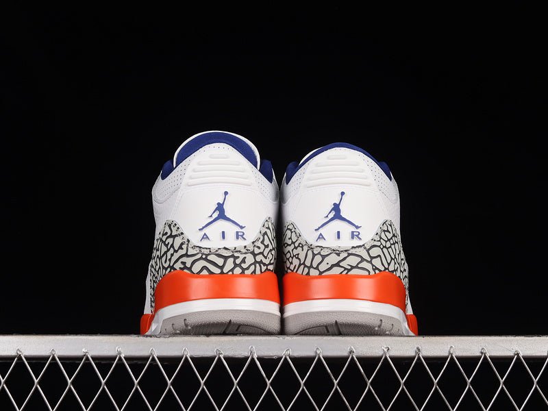 AIR JORDAN 3 RETRO KNICKS WHITE/OLD ROYAL-UNIVERSITY ORANGE-TECH GREY - Phantom Kicks