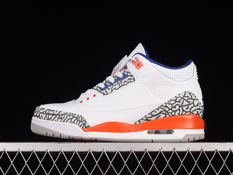 AIR JORDAN 3 RETRO KNICKS WHITE/OLD ROYAL-UNIVERSITY ORANGE-TECH GREY - Phantom Kicks