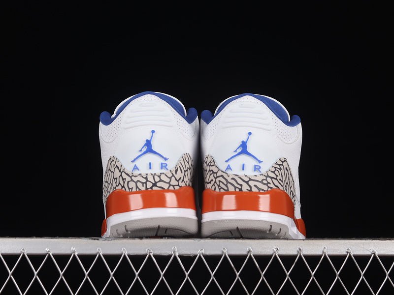 AIR JORDAN 3 RETRO KNICKS WHITE/OLD ROYAL-UNIVERSITY ORANGE-TECH GREY - Phantom Kicks