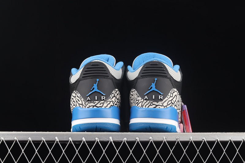 AIR JORDAN 3 RETRO SPORT BLUE-WOLF GREY/BLACK - Phantom Kicks
