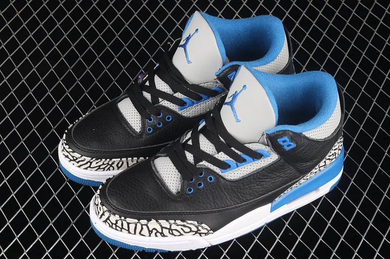 AIR JORDAN 3 RETRO SPORT BLUE-WOLF GREY/BLACK - Phantom Kicks
