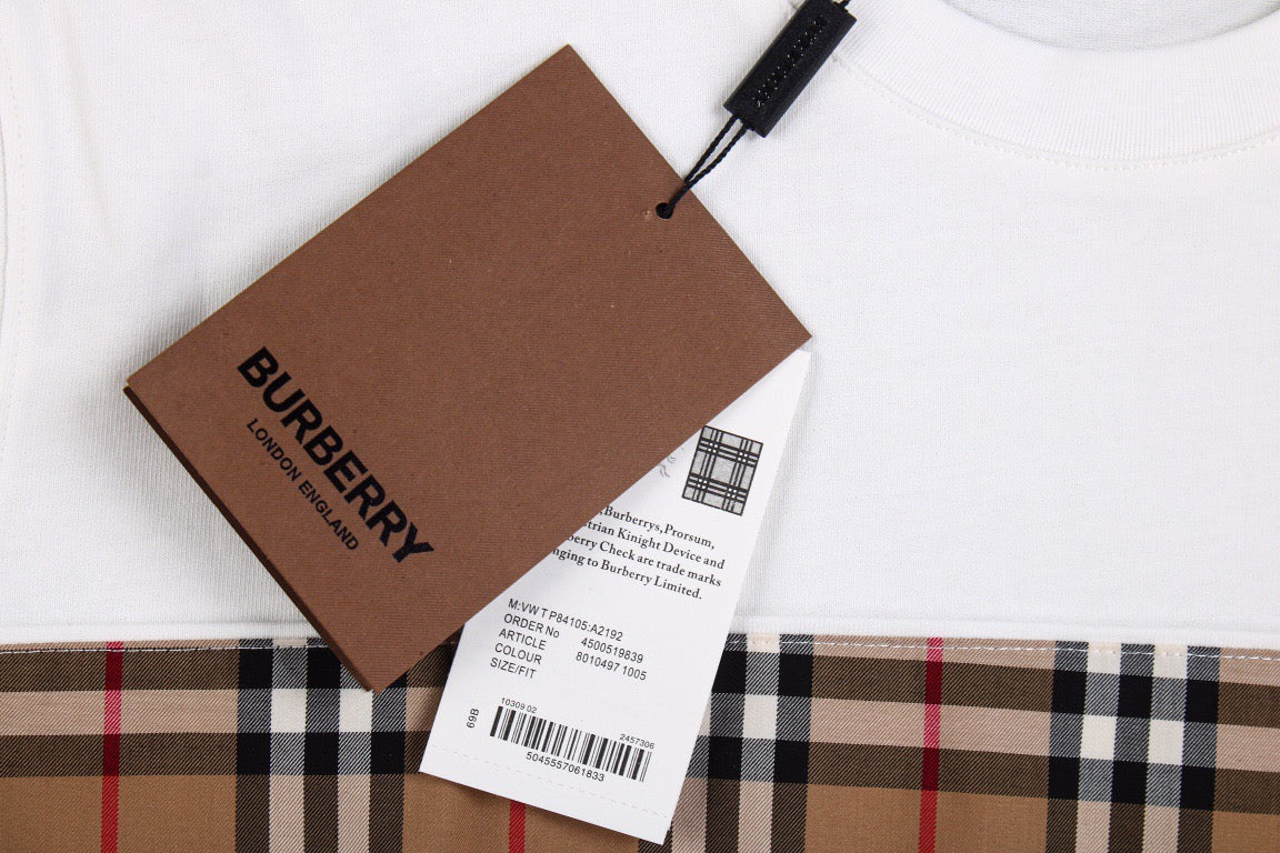Burberry Check Panel T-Shirt (White) - Phantom Kicks