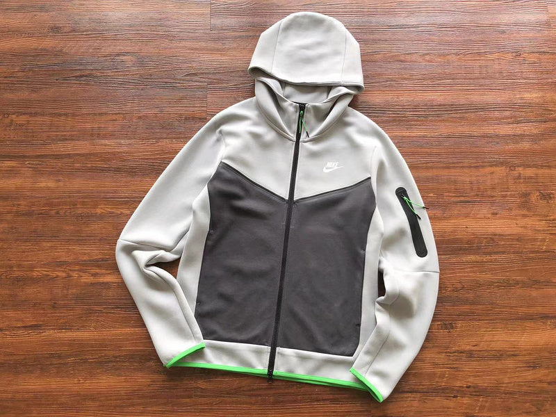 NIKE TECH FLEECE HOODIE x GREY/BLACK/GREEN - Phantom Kicks