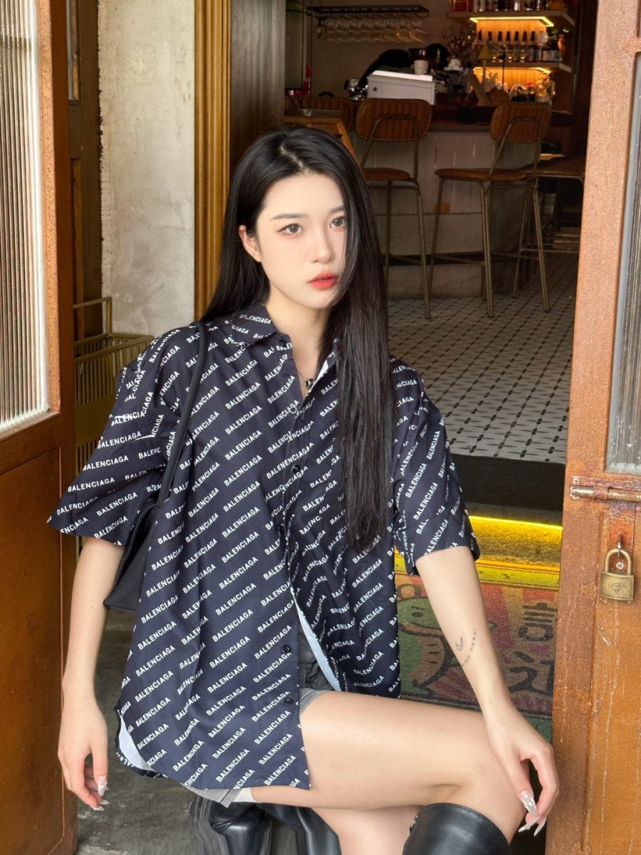 Balenciaga All-Over Logo Print Shirt (Black) - Phantom Kicks