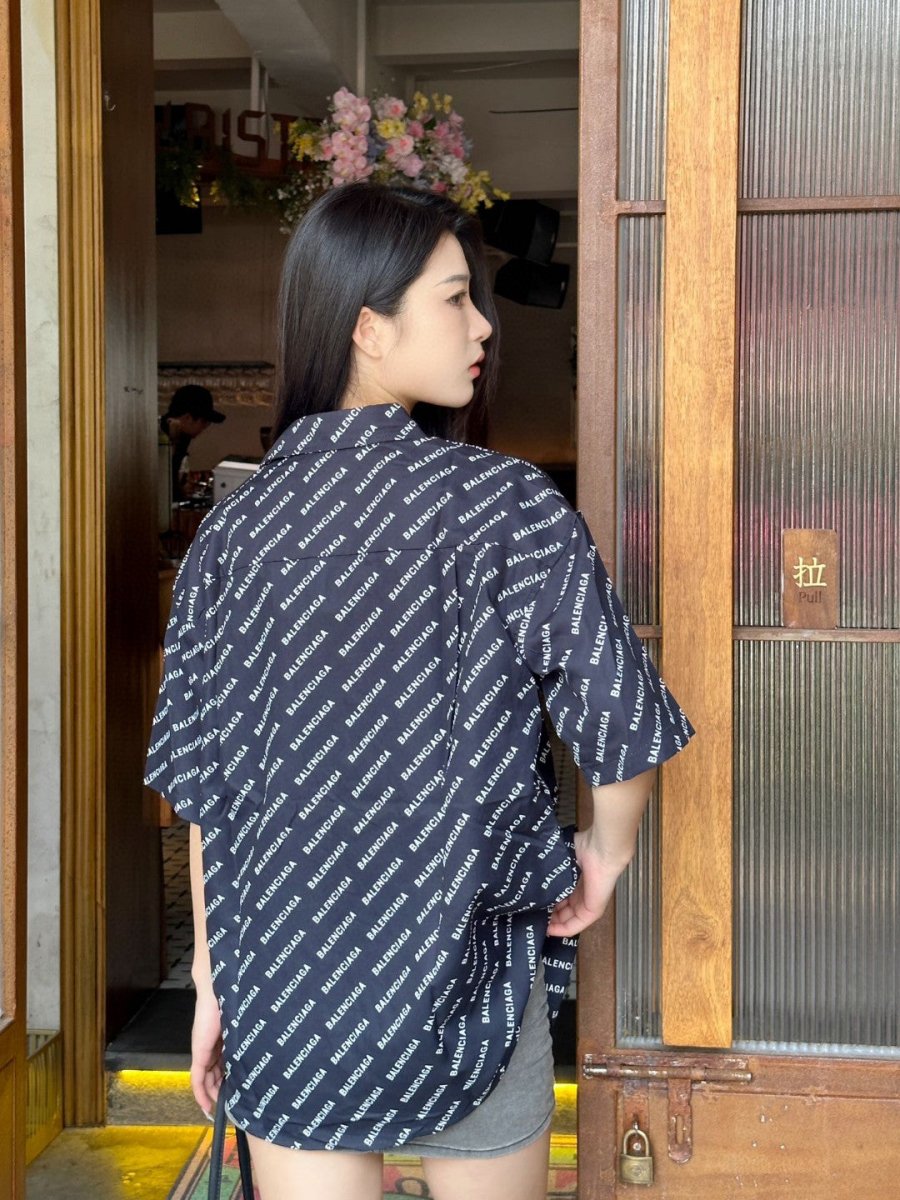 Balenciaga All-Over Logo Print Shirt (Black) - Phantom Kicks
