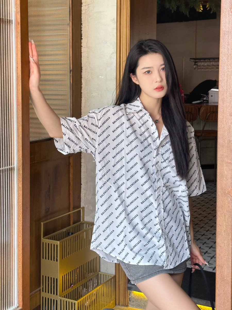 Balenciaga All-Over Logo Print Shirt (White) - Phantom Kicks