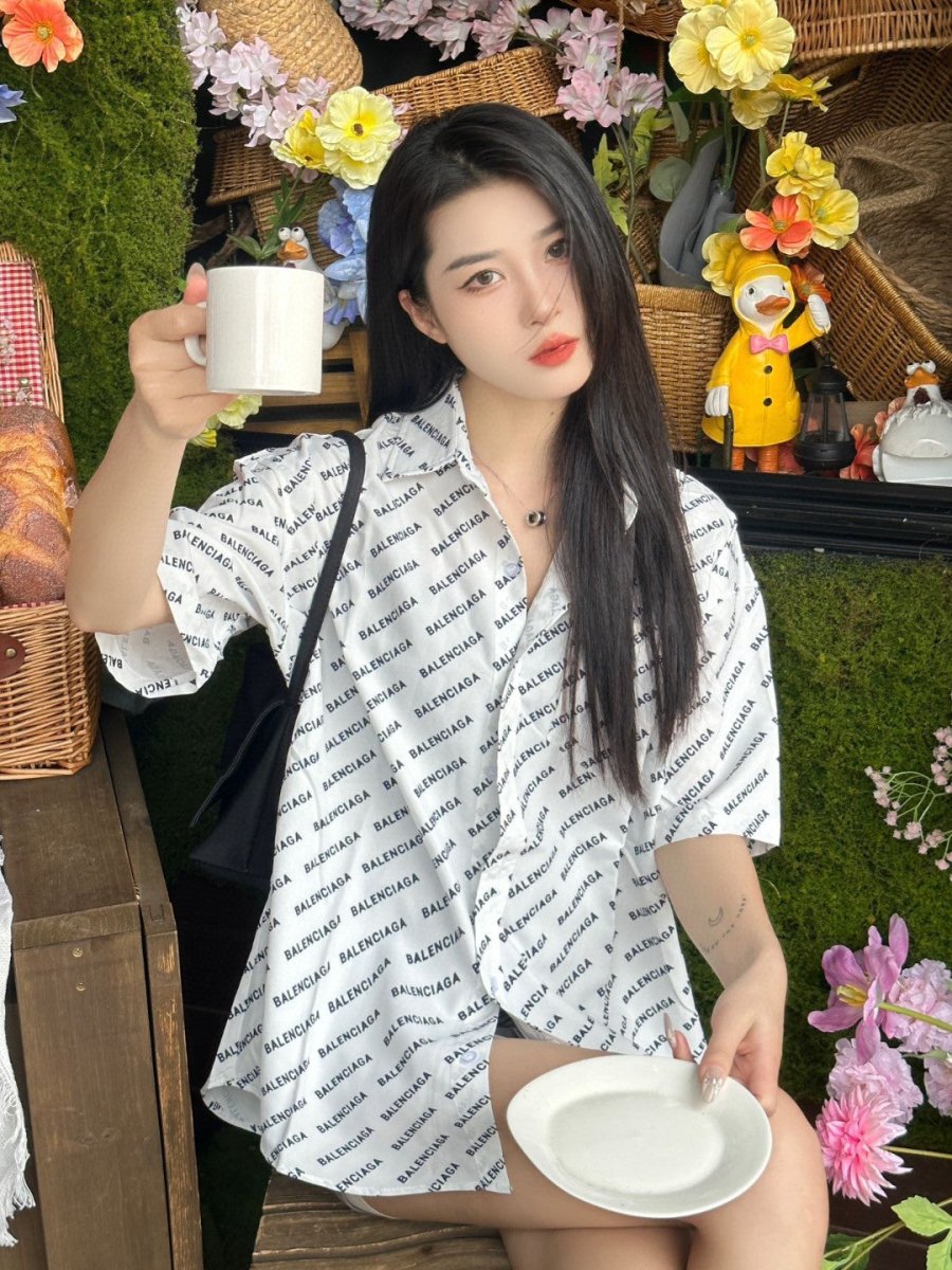 Balenciaga All-Over Logo Print Shirt (White) - Phantom Kicks